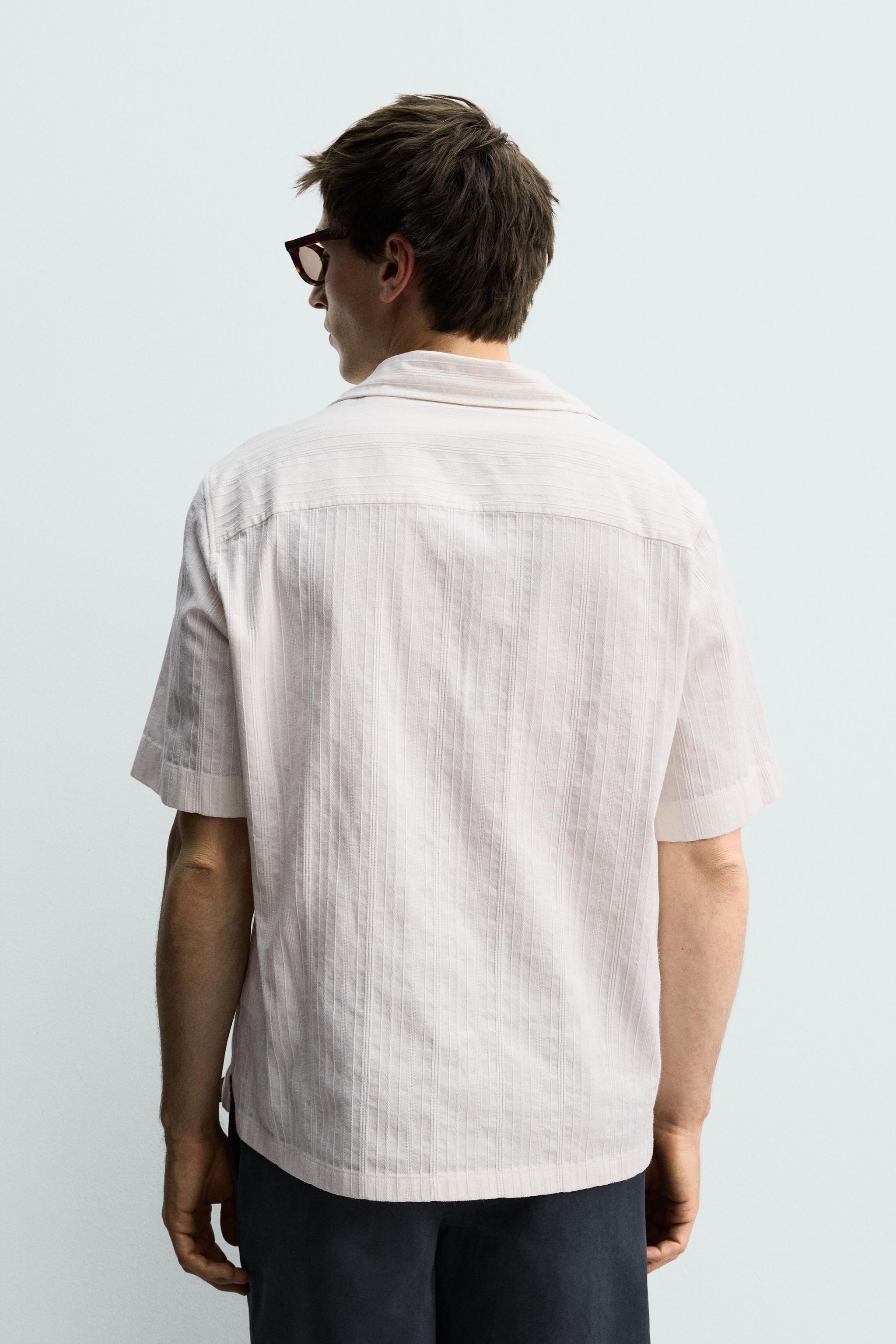 RELAXED FIT STRIPED JACQUARD SHIRT